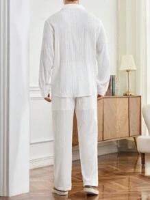 Manfinity Homme Men Solid Button Up Shirt & Pants - White - View 2