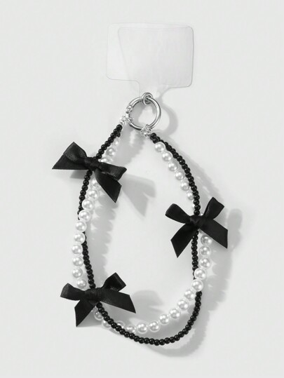 Kawaii 1 pezzo. Elegante e alla moda accessorio coreano stile Ins fatto a mano con perle finte, cristalli finti e fiocco di nastro, decorazione trasparente per telefono, portachiavi, pendente per borsa, adatto per coppie, sorelle, migliori amiche, donne, per uso quotidiano, come regalo