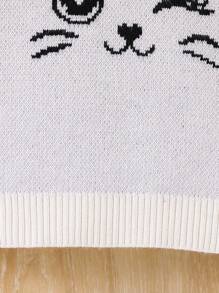 Fashionable Baby Girl Cartoon Pattern Round Neck Long Sleeve Casual Knit Sweater, Autumn/Winter - Multicolor - View 6