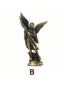 1 pieza Figura del Arcángel San Miguel, Escultura del Ángel Sagrado Miguel, Estatua de aleación de zinc para decoración de escritorio del hogar, Día de San Valentín, Boda de San Valentín, Cumpleaños - Multicolor - Ver 9