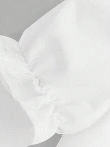 SHEIN 青少年女孩短款腰部蕾丝荷叶边彼得潘领衬衫，可爱复古优雅女士衬衫