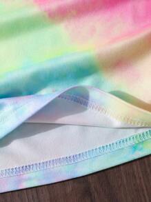 Sukienka dziewczęca z nadrukiem tie-dye i ramiączkami typu spaghetti, ściągana sznurkiem, letnia