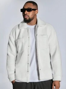 Manfinity VCAY Veste ouverte à manches longues en sherpa, à coupe ample et décontractée, en tricot pour homme