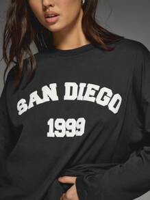 MISSGUIDED Oversize-Langarm-Shirt aus Wolle mit Grafik-Muster