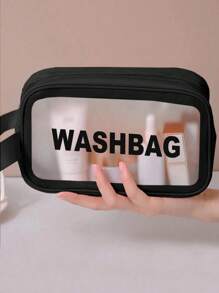 1/3pcs Waterproof Toiletry Bag ,Makeup Bag, Large Clear Makeup Bags,Cosmetic Organizer ,PVC Thickened Wash Bag For Travel & Bathroom Storage,Skincare Storage Pouch Portable Travel Bag ,Large Capacity,Boho Vibes - Black - View 7