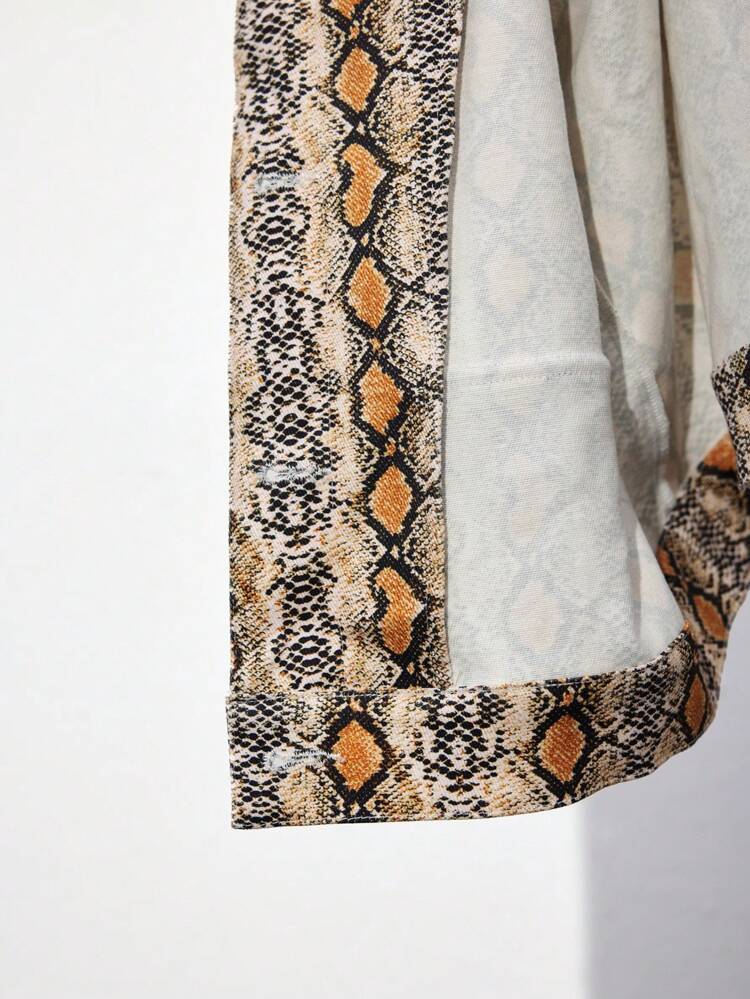 SHEIN Maija Women's Animal Print Casual Stylish Jacket, Suitable For Autumn/Winter And New Year,Festival