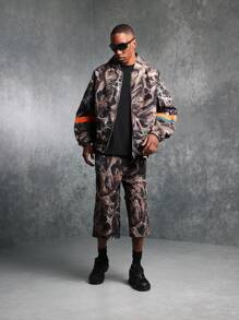 SUMWON Chaqueta cortavientos estilo urbano con camuflaje, logo reflectante, para deportes al aire libre, activewear ligera de cierre completo para otoño e invierno