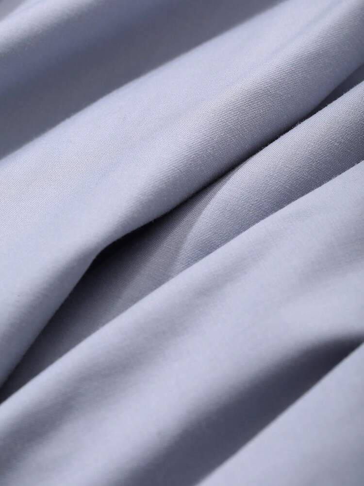 Solid Color V-Neck Pleated Mid-Length Dress For Women,Fall Dress Long Sleeve Dress Maxi Dress