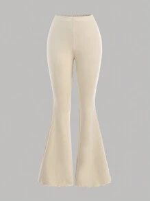 SHEIN Girlism Conjunto de 2 piezas para adolescentes: Top corto con pliegues y bajo asimétrico y pantalones acampanados para Año Nuevo - Albaricoque - Ver 5