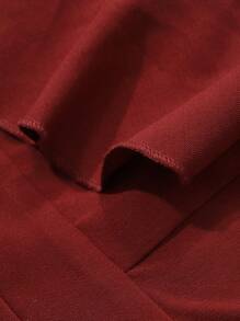 FRIFUL Damen Weihnachts Midi-Länge Kleid mit Rüschenkante, Herbstkleidung Langarm Kleid, Neujahr - Rot - Übersicht 3