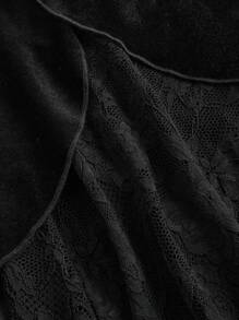 ROMWE Goth Pantaloni evazați pentru damă, din dantelă, cu tiv asimetric