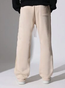 SUMWON Luxury Athletic Track Sweatpants Wide Leg Drawstring Relaxed Fit Elastic Waist Comfort Lounge Workout Athleisure Pants Fall Winter Collection - Khaki - View 5