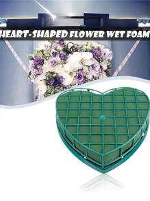 1pc Heart-Shaped Floral Foam Brick, Wedding Car Decor, DIY Flower Arrangement Foam Cage, Valentine's Day Bouquet Holder, Centerpiece Block Mud For Wedding Party, Anniversary, Bridal Shower, Engagement, Decorations, Floral Craft Supplies