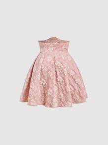 SHEIN MOD 超高腰提花纽扣装饰黑色半身裙