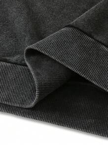 Manfinity EMRG Men's Casual Letter Print Pullover Sweatshirt, Autumn/Winter - Black - View 5