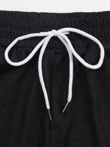 ROMWE MEN Street Life 男士连帽运动衫和宽松直筒裤运动服 - 黑色 - 查看 7
