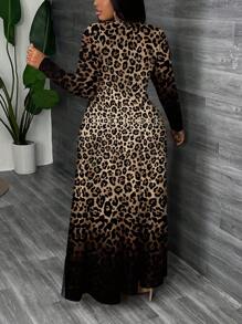 Slaydiva 大码休闲简约全印花长裙，秋冬