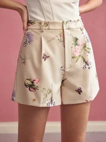 MOTF PREMIUM 花卉印花压褶短裤 - 彩色 - 查看 7