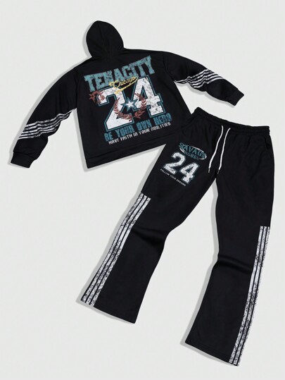 Street Life بدلة رياضية تتكون من سترة بغطاء للرأس وبنطال مستقيم وفضفاض للرجال