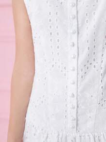 Vestido blanco sin mangas con textura y bordado para niñas preadolescentes, para el verano