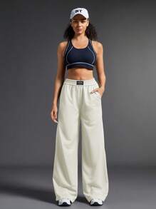 Exploreva 女式松紧腰口袋设计休闲运动裤