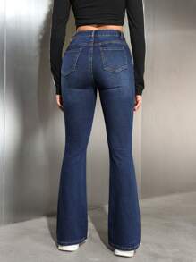 SHEIN EZwear Women's Casual Versatile Flare Jeans With Pockets