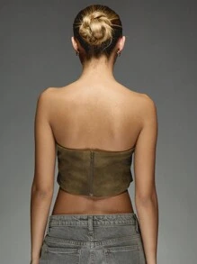 MISSGUIDED Top bandeau sin tirantes con paneles - Marrón - Ver 2