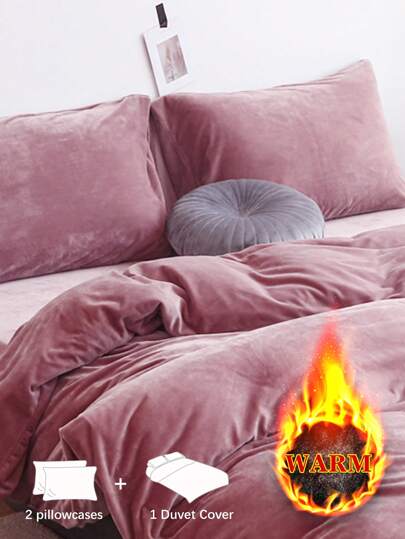 Set de ropa de cama de 3 piezas de terciopelo cristal cálido y suave color burdeos, tamaños individual/doble/queen/king