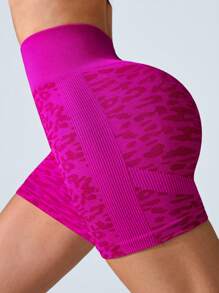 Easithlete Women's High Waist Letter Print Seamless Sports Shorts