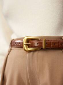 MOTF PREMIUM 1 CHIẾC THẮT LƯNG THỜI TRANG KIM LOẠI MÀU ĐEN DÀNH CHO NỮ, THÍCH HỢP KHI ĐI LÀM VÀ DỰ TIỆC - màu nâu - Xem 5