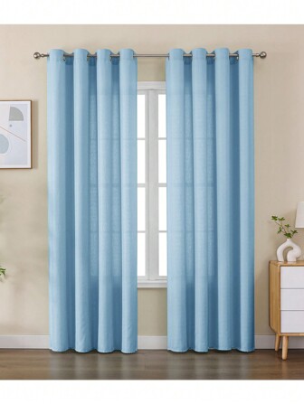Cortinas opacas de unicolor y minimalistas, para uso diario en el hogar, adecuadas para la sala de estar con cortinas azules, cortinas para dormitorio, con ojales en la parte superior, privacidad semitransparente y filtrado de luz, apropiadas para villa/granja, decoración de otoño, decoración de otoño, decoración de habitación