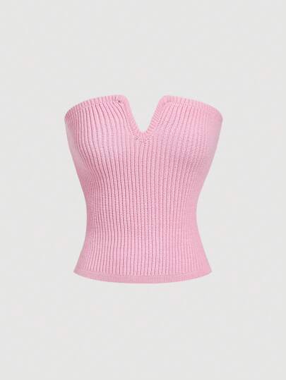 SHEIN MOD Chaleco suéter sin mangas casual liso para mujer, atuendo diario