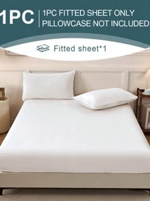 1pc White Velvet Fitted Sheet Warm Soft Solid Fuzzy Fitted Sheet King Queen Full Twin Size, Luxury Super Soft Cozy Comfy Bottom Sheet With 12" Deep Pocket,Suitable For Fall Winter And Spring, No Pillowcases Autumn And Winter Warm Mattress Protection, Deep Pocket, Fitted Sheet