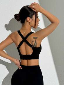 SHEIN Sport Studio Soutien-gorge de sport pour femmes/Sans couture/Taille haute, mode minimaliste pour un port casual quotidien