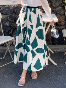 DAZY Women's Casual Geometric Print Skirt