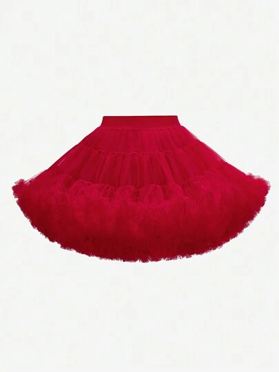 Sparklyn Young Girl Fluffy White Mesh Tulle Puff Ball Skirt, & Elegant, Suitable For Spring/Summer/Autumn Seasons, For Outings, Parties & Events, Can Be Paired With T-Shirts Or Blouses, Adorable & Sweet Look,Holiday,Summer,Travel