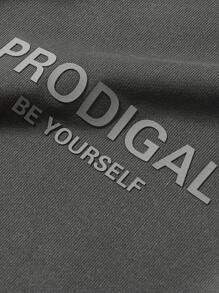 Manfinity Homme Men's Simple Letter Print Front Tie Sweatpants, Casual Daily Wear - Dark Grey - View 3