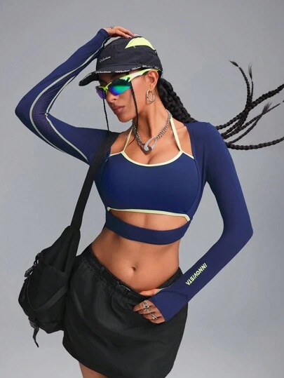 Innovista 女士纯色二合一可拆卸户外裙子，带腰带，Y3K 裙子，运动裙，网球，加垫迷你裙短裤，黑色户外裙子