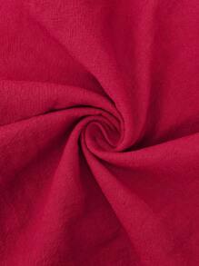 EMERY ROSE Linen Solid Color Square Neck Sleeveless Shirt, Vacation Casual - Burgundy - View 7