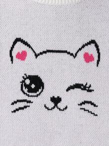 Fashionable Baby Girl Cartoon Pattern Round Neck Long Sleeve Casual Knit Sweater, Autumn/Winter - Multicolor - View 4