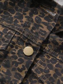 DAZY مجموعة جينز على الطراز الغربي للنساء، جاكيت وتنورة مطبوعة بنمط النمر كاملة الجسم، ملابس عمل للنساء، ملابس نسائية للخريف - بني - مشاهدة 10