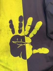 SHEIN 2pcs Set Teen Boy's Casual Splicing Clashing Colours Enlarged Monogram Print Round Neck Short-Sleeved T-Shirt Shorts Two-Piece Set;Spring Wear; Teen Boys' Clothing; Teen Boy' Jackets, Spring Back To School - Multicolor - View 7