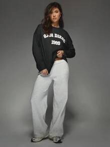 MISSGUIDED Oversize-Langarm-Shirt aus Wolle mit Grafik-Muster