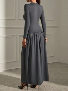 RueChic Premium Quality, Super Soft Touch Maxi Dress - Dark Grey - View 3