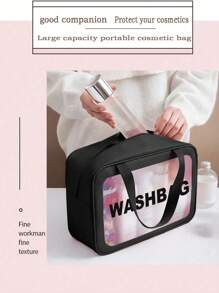 1/3pcs Waterproof Toiletry Bag ,Makeup Bag, Large Clear Makeup Bags,Cosmetic Organizer ,PVC Thickened Wash Bag For Travel & Bathroom Storage,Skincare Storage Pouch Portable Travel Bag ,Large Capacity,Boho Vibes - Black - View 5