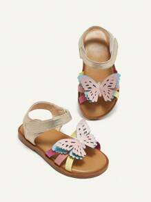 Cozy Pixies 1 par de sandalias planas casuales y adorables con lazo decorativo y contraste de colores para niñas bebé, para primavera/verano