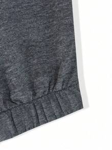 ROMWE MEN Prep 男士休闲纯色抽绳腰运动裤 - 深灰色 - 查看 4