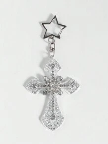 ROMWE 1pc Y2K Style Rhinestone Gothic Cross Bag Charm, Gift For Valentine's Day - Multicolor - View 2