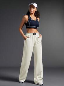 Exploreva 女式松紧腰口袋设计休闲运动裤