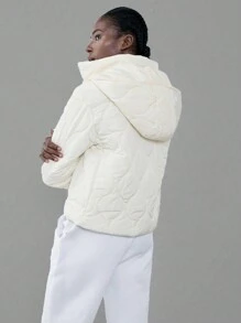 SHEIN Unity 女士连帽加厚羽绒服，适合冬季穿着 - 白色 - 查看 2